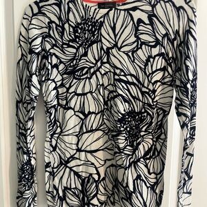 The Limited Black and White Floral Sweater